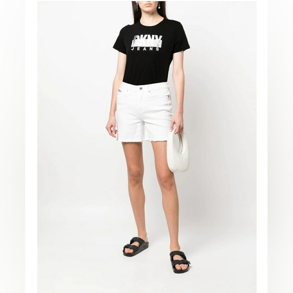 DKNY High-rise Raw-cut Jeans Shorts